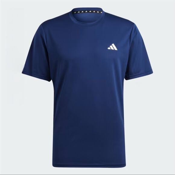 Adidas Aeroready Mens 2XL XXL Blue Logo Athletic Short Sleeve T-shirt New! - Picture 1 of 8